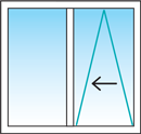1 ouvrant oscillo coulissant + 1 fixe ouverture ouvrant droit