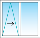 1 ouvrant oscillo coulissant + 1 fixe ouverture ouvrant gauche